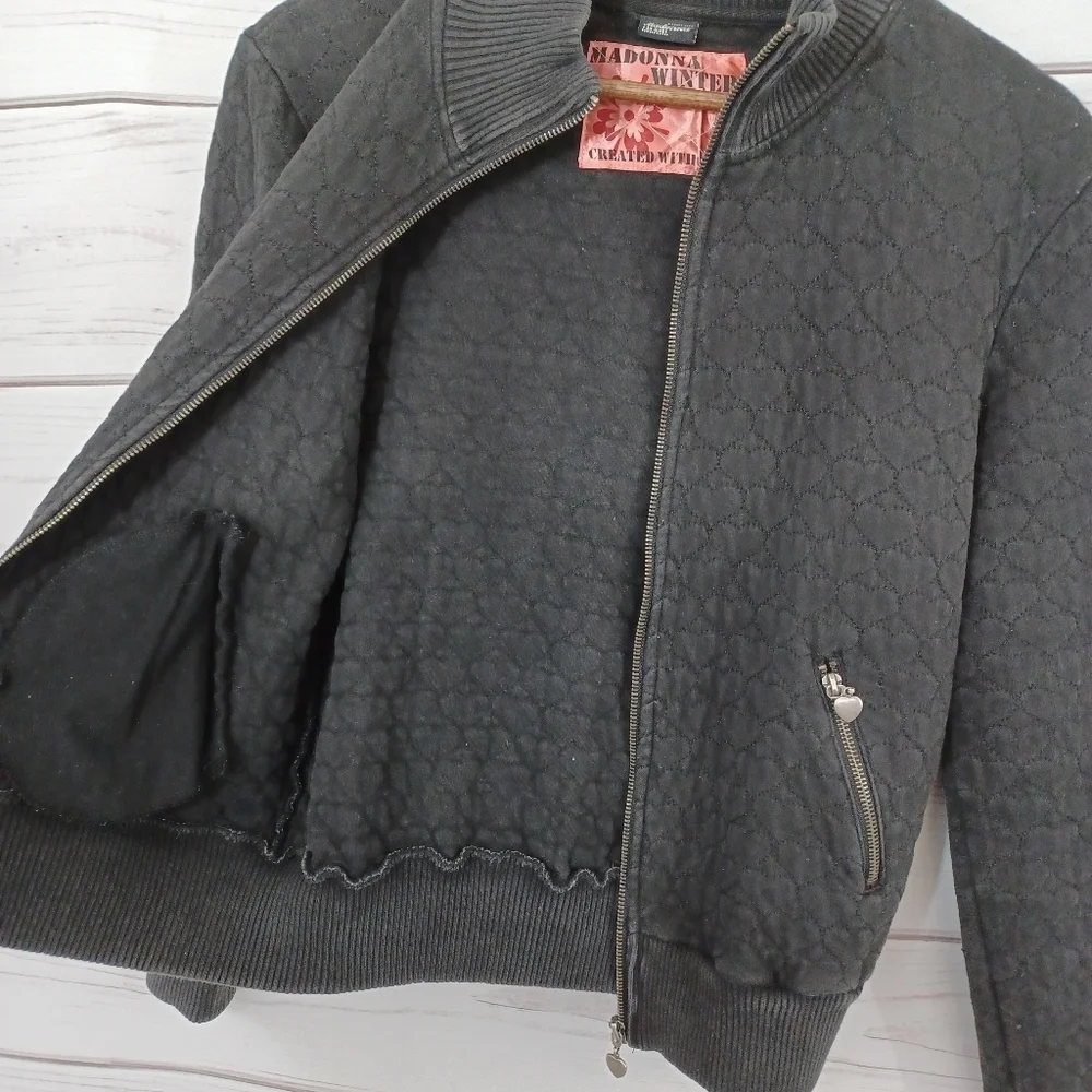 Madonna Winter Girls Medium 8/10 Casual Black Zipper Top Streetwear Coat Jacket